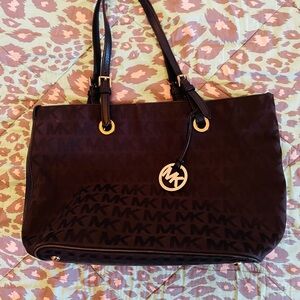Michael Kors Black and Brown Signature Tote